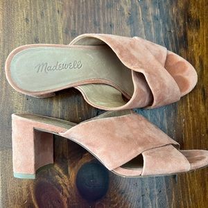 Madewell Mules the Greer Criss Cross Suede Block Heel Sandal